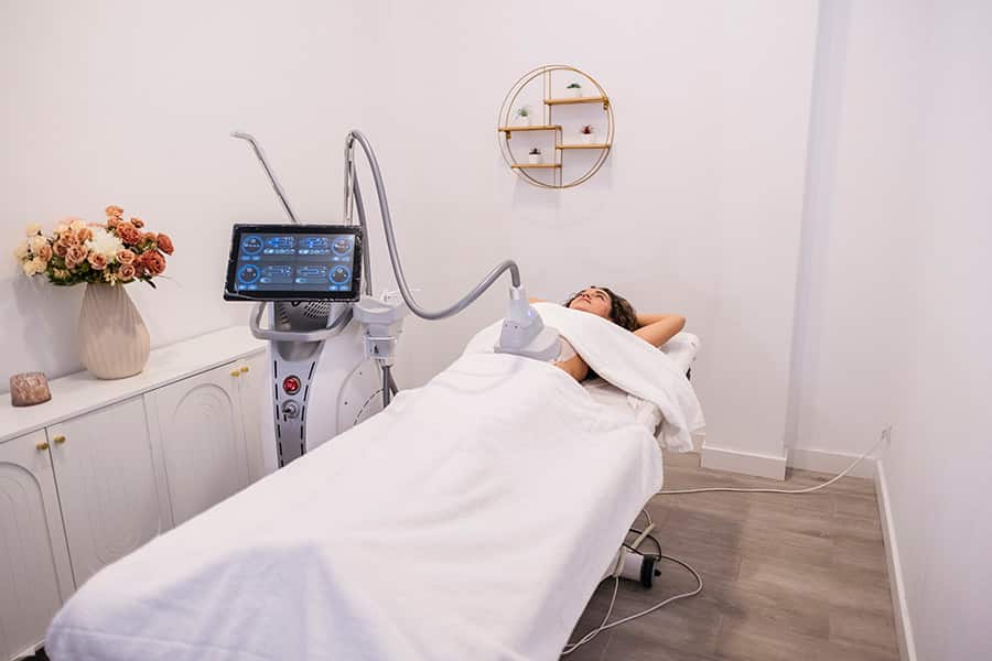 Non-surgical facial treatment in progress